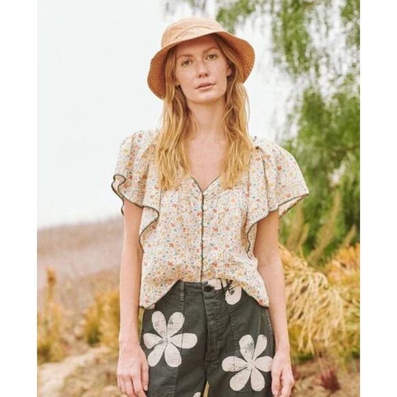 The Great Flounce Top Women M Whip Stitch Floral Ruffle Sleeve Cottage Boho $295 - Picture 16 of 16